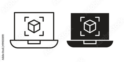 Computer simulation icon. modern vector symbols set