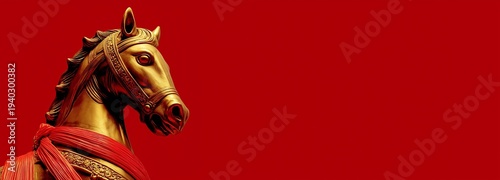 golden horse figure in red theme