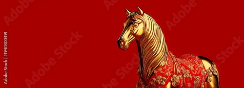 golden horse figure in red theme