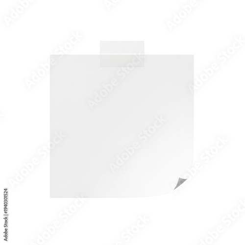 Empty Note: A blank, white sticky note, attached with a piece of tape, offers a clean canvas for thoughts and ideas.