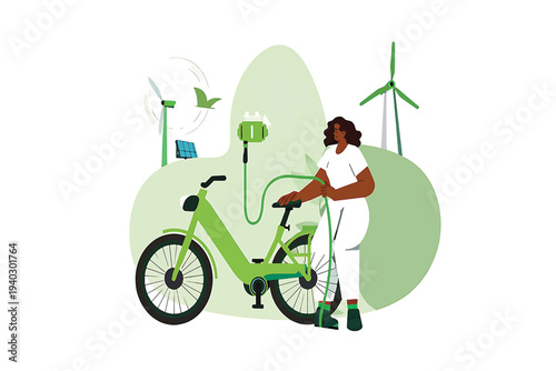 Sustainable electric bicycle charging powered by renewable wind energy and solar panels