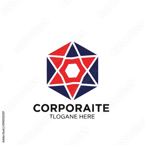 Corporate Logo Design Template with Geometric Shapes.