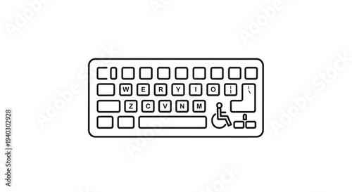 Accessible Keyboard Icon with Wheelchair Symbol for Disability and Inclusivity