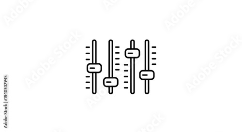 Audio Mixer Faders Icon, Sound Control Sliders, Music Production Equipment