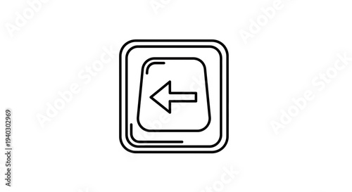 Back arrow key icon, computer keyboard button, symbol for navigation and return