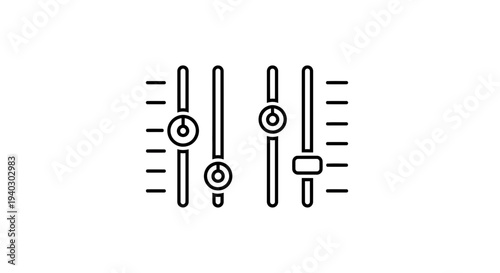 Audio Mixer Sliders and Knobs Icon, Sound Control, Music Production, DJ Equipment