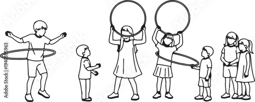 Children silhouettes. Vector work.