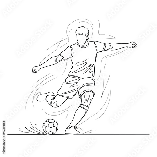 Man kicking soccer ball in motion