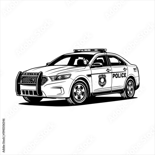 Professional Law Enforcement Police Patrol Car Vector Illustration