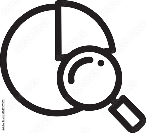 Data Insights: The magnifying glass reveals intricate details within a circular chart, unveiling the essence of data analysis and information scrutiny.