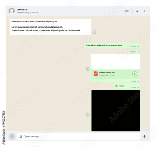 Mobile Chat Conversation Interface with File Attachment Document and Photo Message
Mobile Chat Conversation Interface with File Attachment Document and Photo Message
