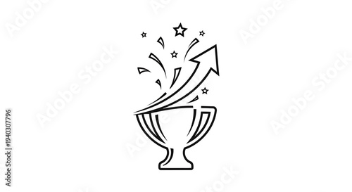 Trophy with Upward Arrow and Stars - Symbolizing Success, Growth, and Achievement