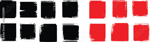 Abstract art composition with black and red brushstrokes