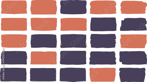 A grid of 36 squares in a checkerboard pattern with orange and dark blue colors on a white background