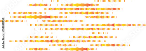 A pixelated and distorted image with orange yellow and red hues on a white background