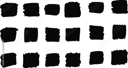A collection of 20 black rectangular brushstrokes on a white background