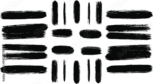 Abstract brush stroke pattern with geometric shapes