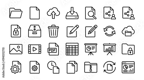 Set of line style business and web icons vector