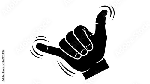 Shaka Hand Gesture Silhouette, Hang Loose Sign, Surfing Symbol, Aloha Spirit