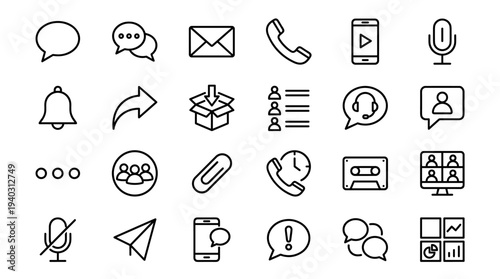 Set of  line style communication icons vector