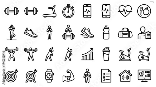 Set of  fitness icons vector