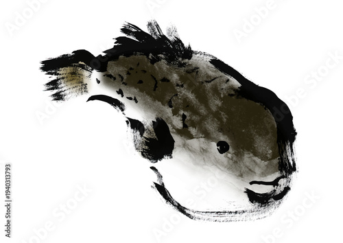 ふぐの和風筆書きイラスト