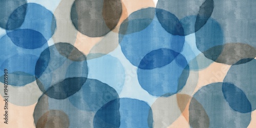 Photography Texture aquarelle avec des cercles superposés bleus, gris et beige clair