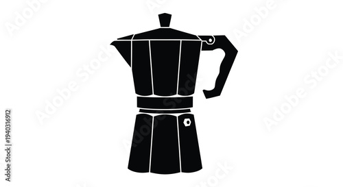 Black stovetop espresso maker depicted in a striking silhouette