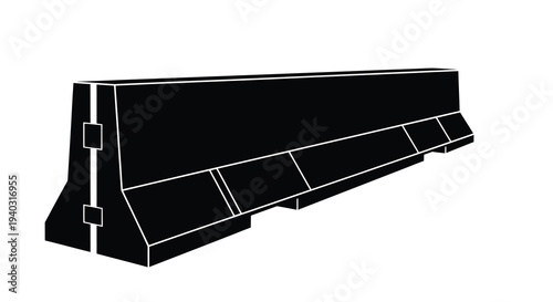 Concrete barrier illustration with a stark black form a clean silhouette