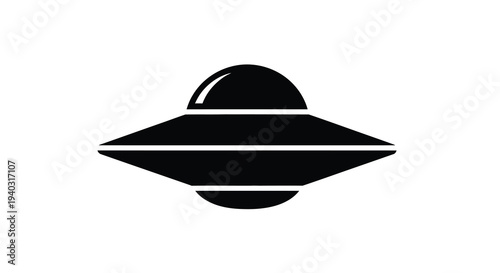 Classic flying saucer design shown in a stark black silhouette
