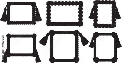 Set of decorative frames vector image isolated on transparent background design element for decoration and framing