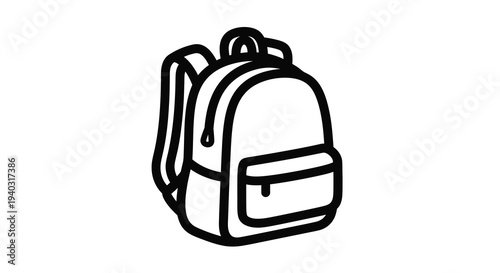 Simple black outline drawing of a school backpack silhouette