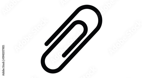 Simple black outline of a paperclip a common office fastener silhouette