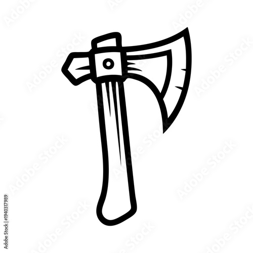 Logo hacha de guerrero vikingo nórdico. Icono con hacha medieval 