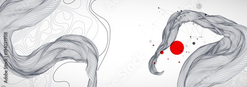 The abstract wave is made in a frame style. Template for science and technology presentation. Vector art.