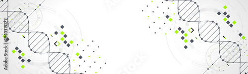 Abstraction on a scientific medical theme. Creative image of a DNA molecule with art elements.