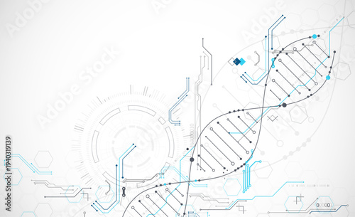 Scientific and technological background. Abstract image of DNA molecule. Vector illustration.