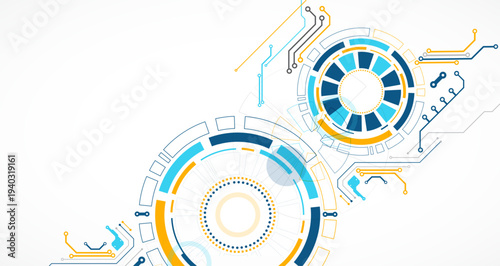 Abstract background. Scientific and technological concept with the use of technical elements formed in the shape of a circle. Vector