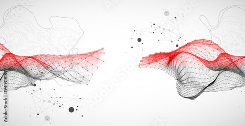 The abstract wave is made in a frame style. Template for science and technology presentation.