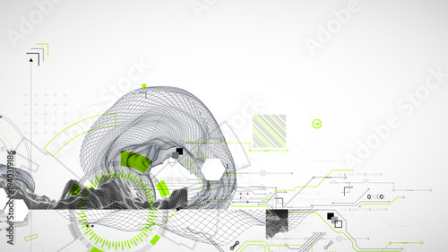 Abstract technology wireframe background. Modern science art elements.