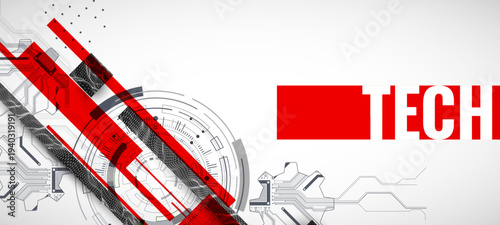 Stylized view of gears integrated with microcircuits. Concept of combining mechanics and electronics.
