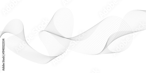 Vector illustration of wavy lines. Wave with lines created using blend tool. Curved wavy line, smooth stripe.