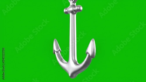 Silver Anchor on Green Background