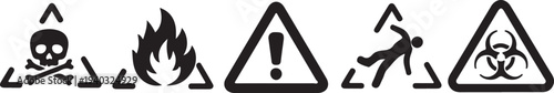 Common hazard symbols for safety and biohazard awareness Vector