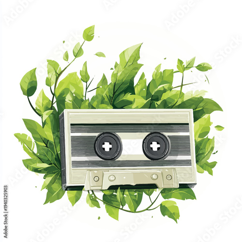 Vintage Cassette Tape with Retro Design