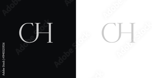 Elegant CH serif monogram logo variant in black and white luxury style