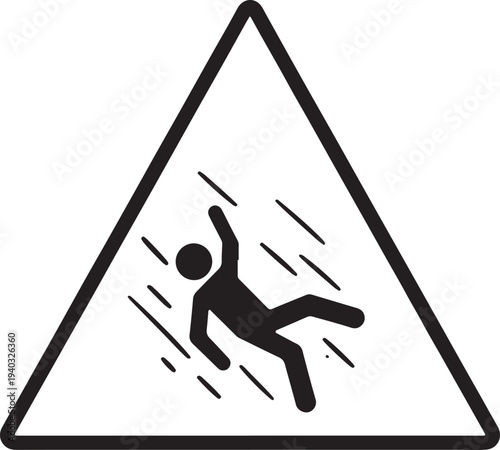 Person falling from a height inside a triangular warning sign Vector