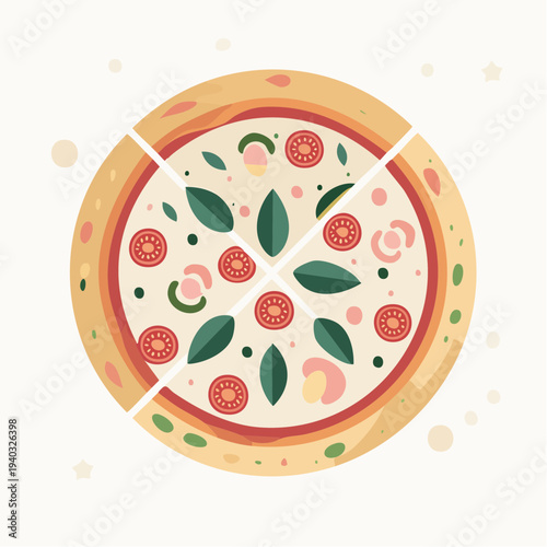 モッツァレラチーズとバジルのナポリピザのクローズアップ