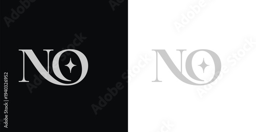 Elegant NO serif monogram logo in black and white luxury style