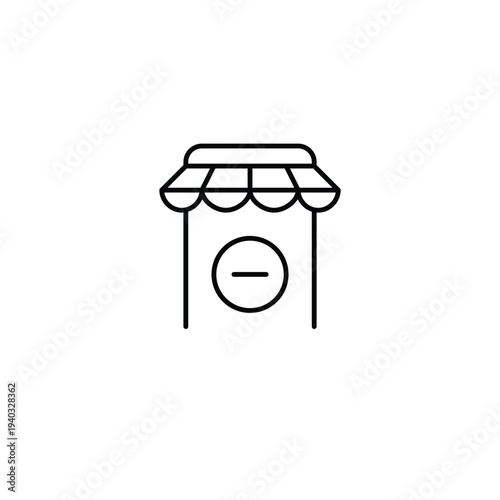 Shopping app on smartphone and minus. Store unavailable. Pixel perfect, editable stroke vector icon